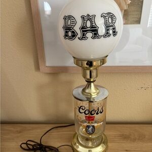 Vintage Coors Branded Bar Lamp in White and Gold